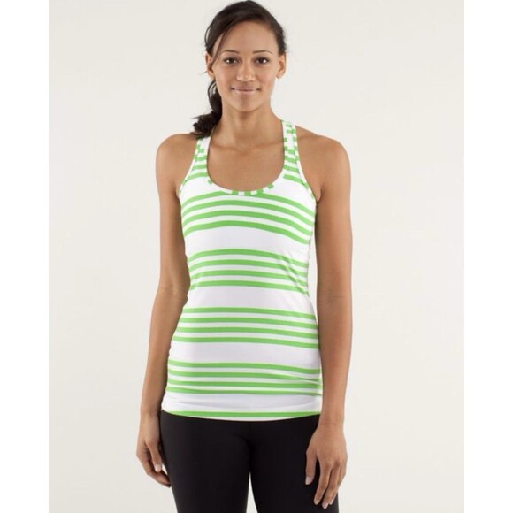 lululemon athletica Tops - Lululemon Women’s Tank Top Size 4 Cool Racerback Exhale Ocean Stripe Green White
